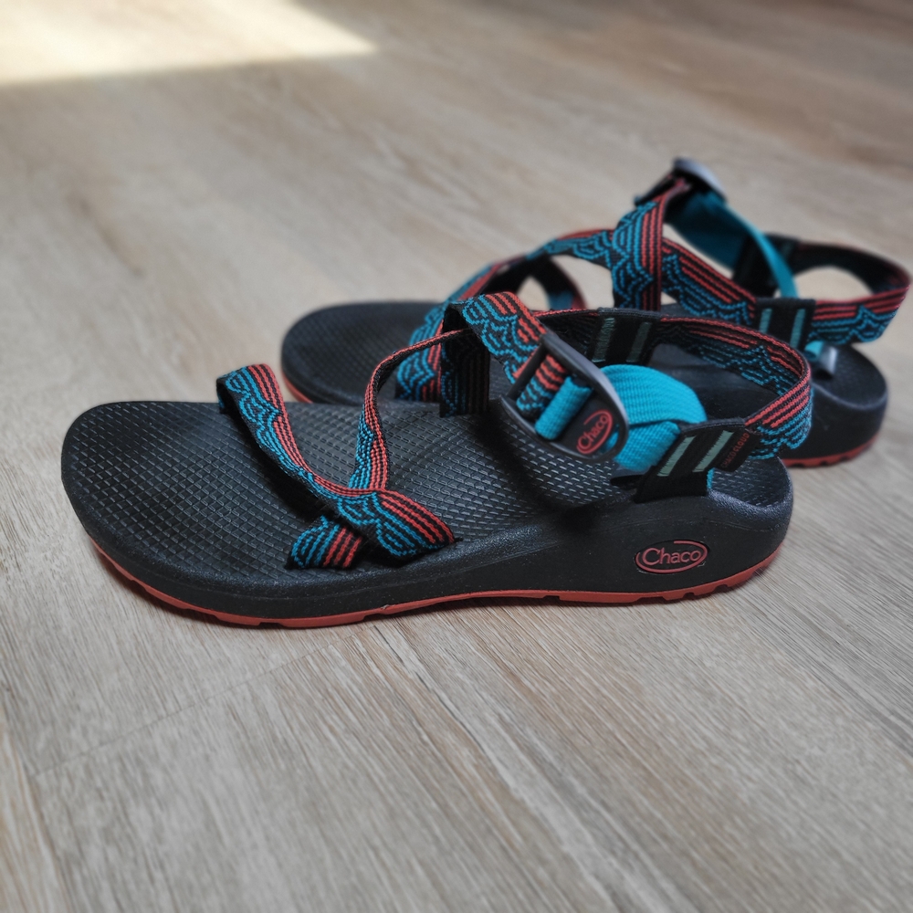 Chaco Women's Sandals - Black, Blue, and Red-Orange
